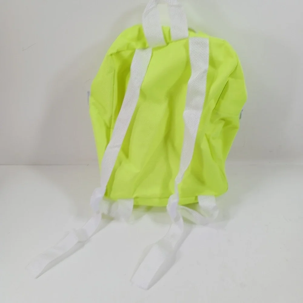 Neon Yellow Canvas Backpack with Lightning Bolt Patch and White Straps